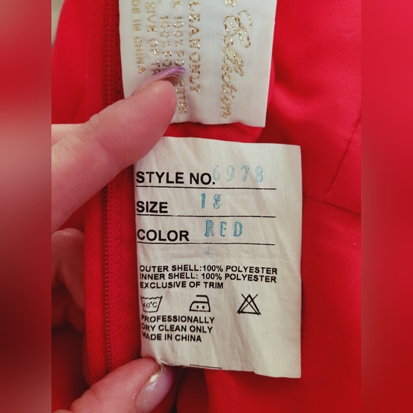 Red Strapless A-Line Ball Gown with Shawl - Picture 7 of 9